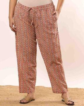 chevron print pants with drawstring waist