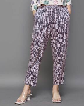 chevron print pants with insert pockets