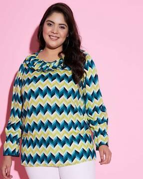 chevron print round-neck top