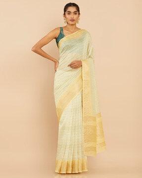 chevron print saree with blouse piece