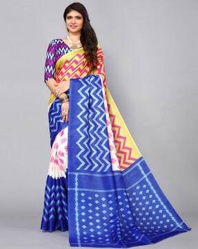 chevron print saree with contrast border