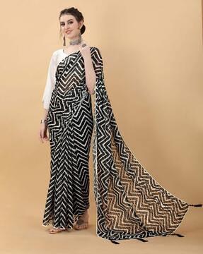 chevron print saree with tassels