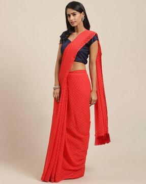 chevron print saree with tassels