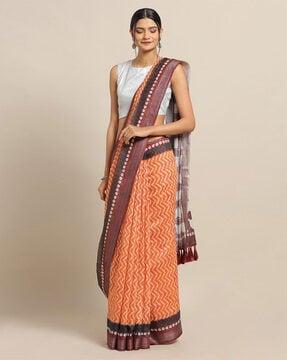 chevron print saree with tassels