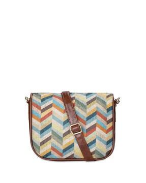 chevron print shoulder bag with detachable strap