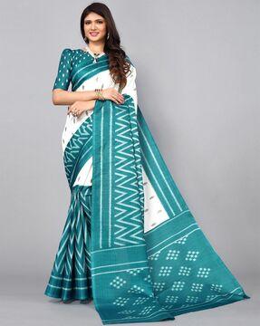 chevron print silk saree