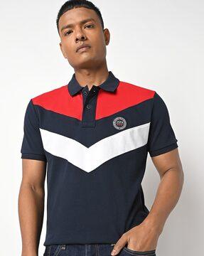 chevron print slim fit polo t-shirt