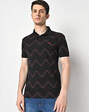 chevron print slim fit polo t-shirt