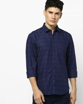 chevron print slim fit shirt