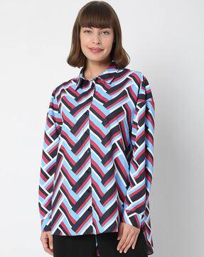 chevron print slim fit shirt