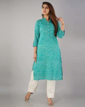 chevron print straight kurta set