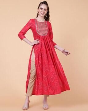 chevron print straight kurta