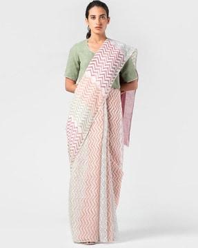 chevron print traditional saree