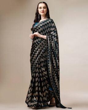 chevron saree with tassels