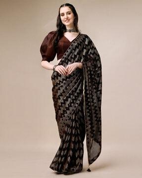 chevron saree with tassels