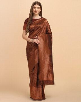chevron saree with unstitched blouse