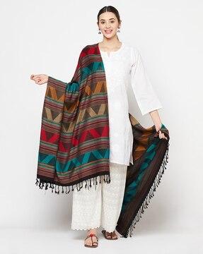 chevron shawl with tassels