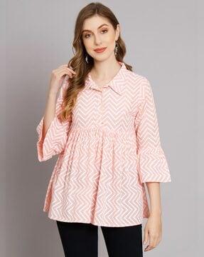 chevrons collar-neck top