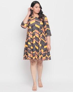 chevrons print a-line dress