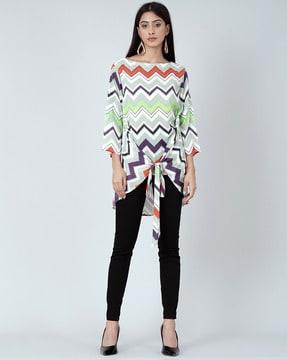 chevrons print a-line dress