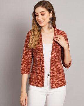 chevrons print front-open shrug