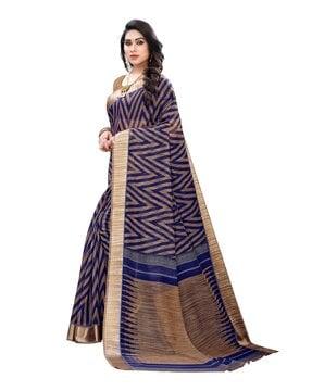 chevrons print linen saree