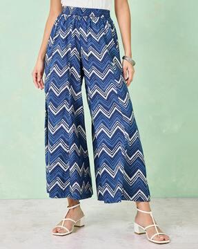 chevrons print palazzos with elasticated waist