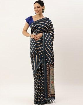 chevrons print saree with blouse piece