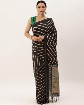 chevrons print saree with blouse piece