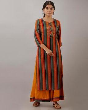 chevrons print straight kurta set