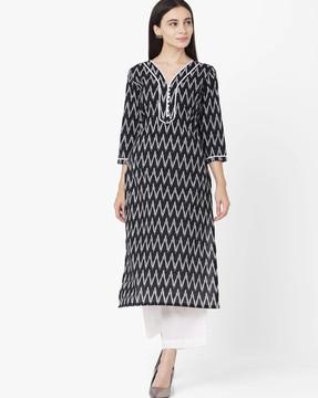 chevrons print straight kurta set