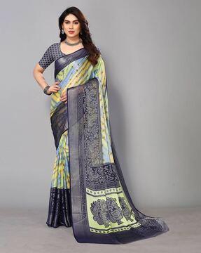 chevrons printed saree with contrast border