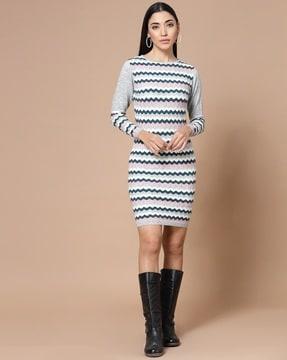 chevrons round-neck bodycon