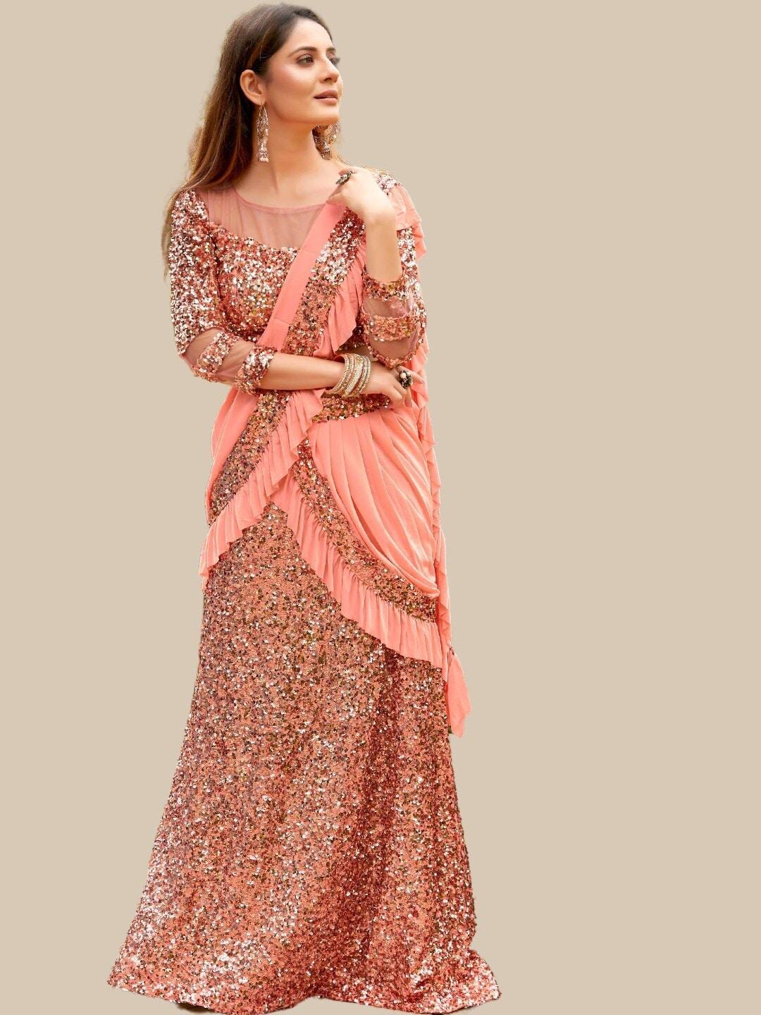 chhabra 555 embellished sequinned net saree