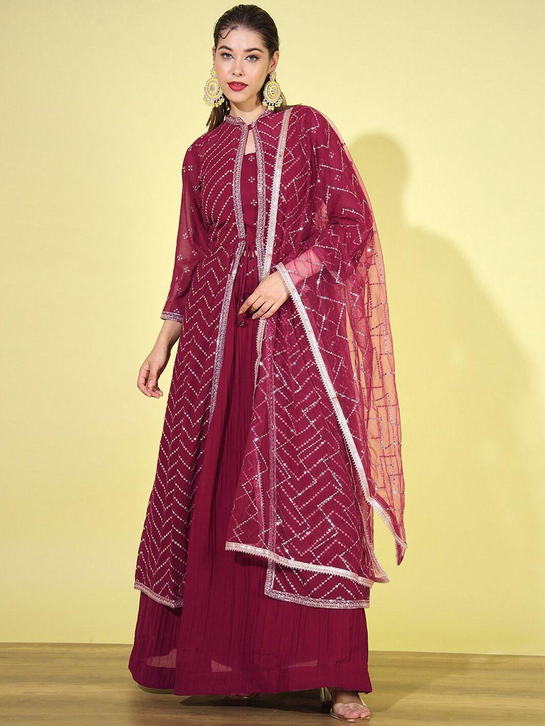 chhabra 555 embroidered lehenga choli with sequined long jacket
