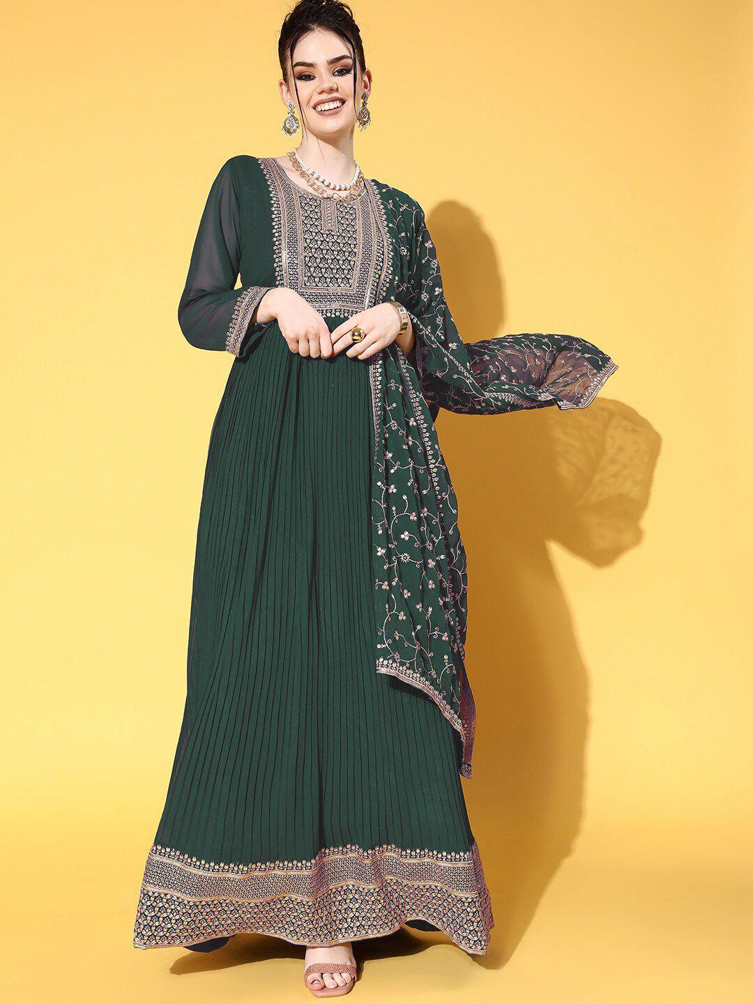 chhabra 555 green embroidered anarkali ethnic gown