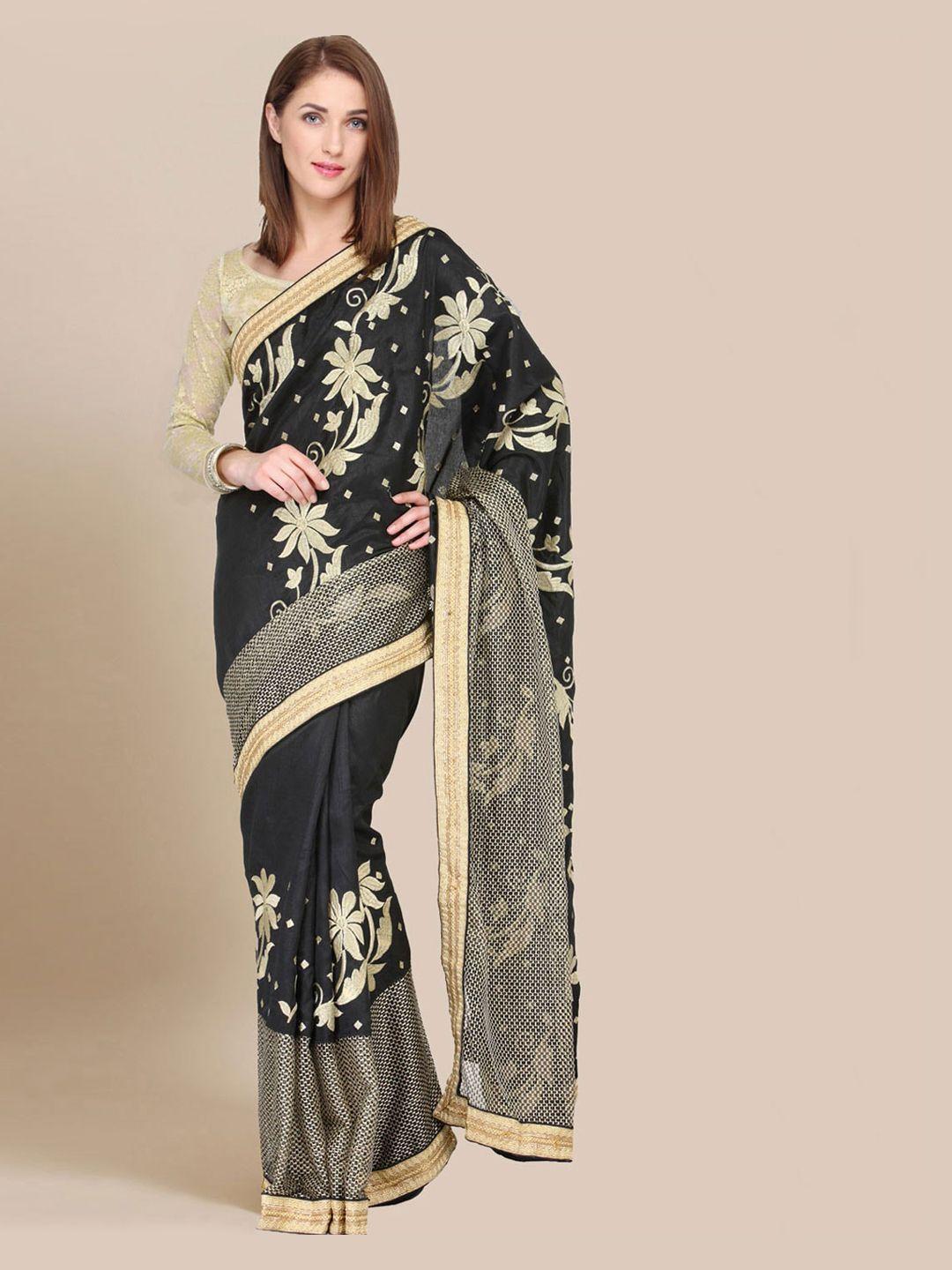 chhabra 555 black & gold-toned art silk embroidered banarasi saree