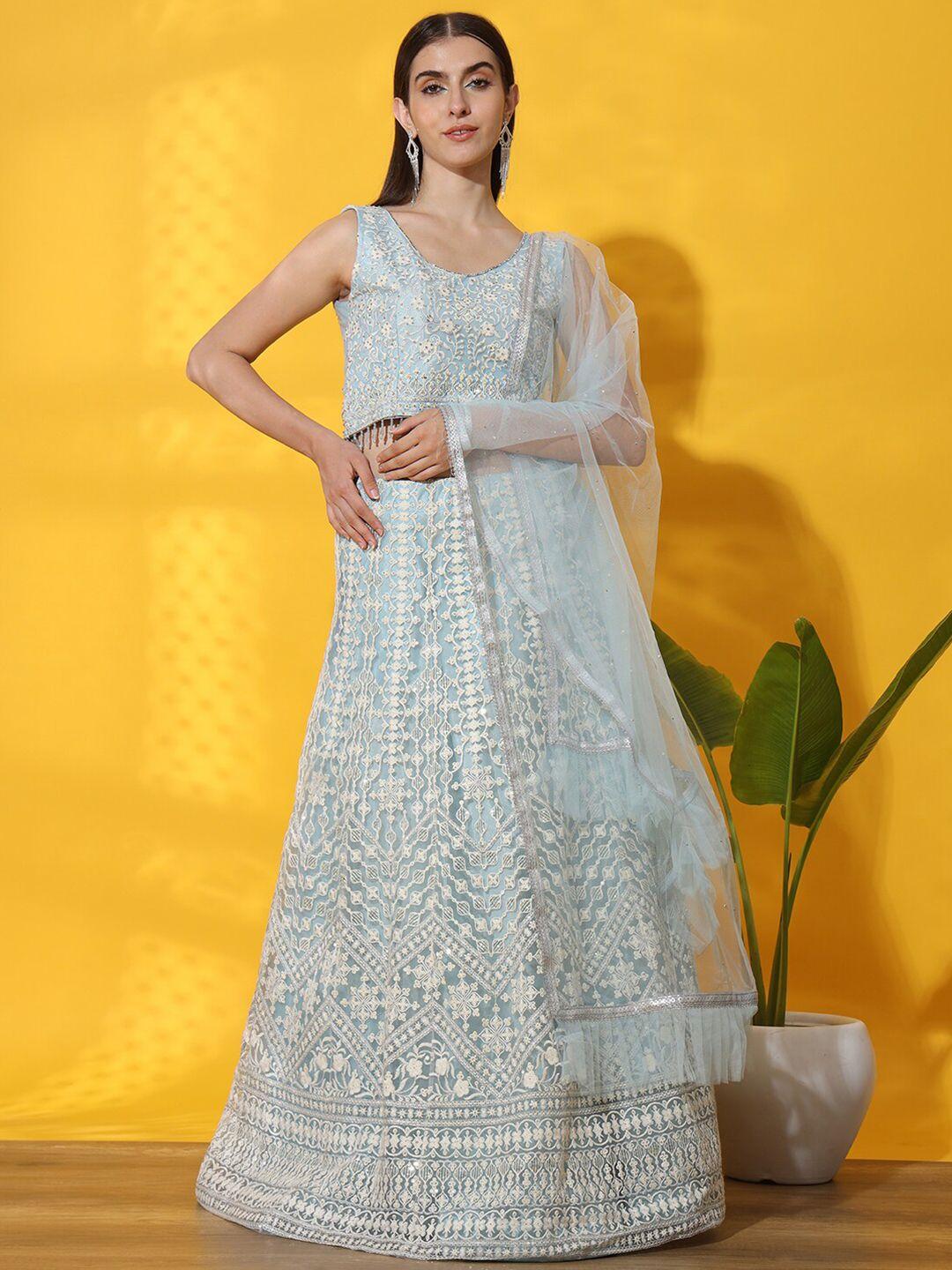 chhabra 555 chikankari embroidered made to measure lehenga & choli with dupatta