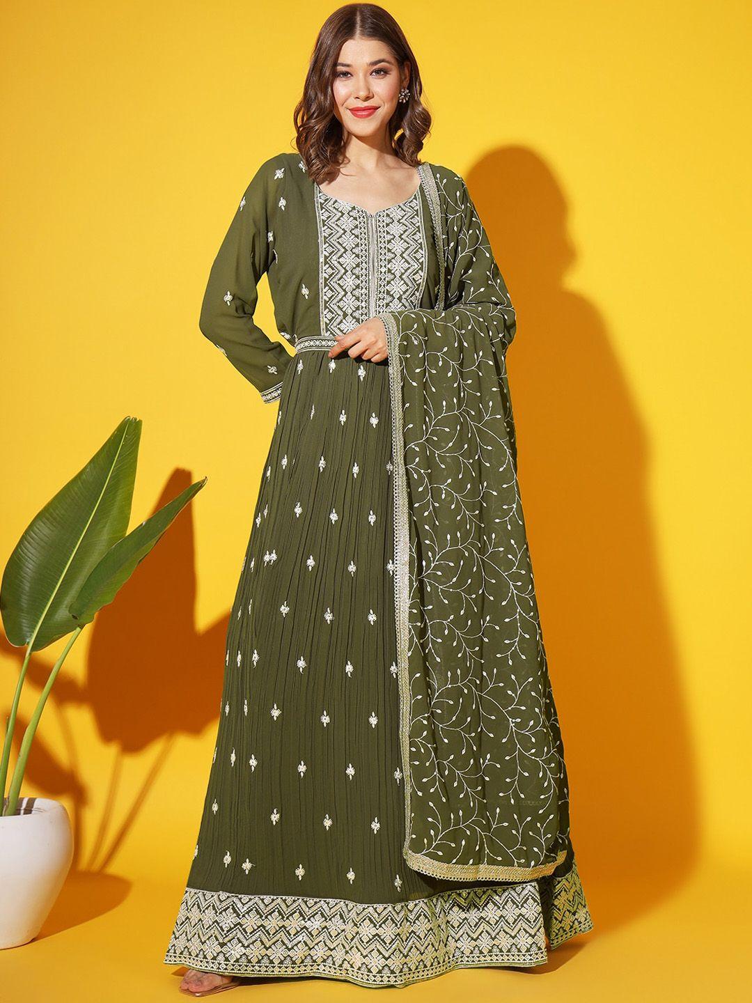 chhabra 555 ethnic motifs embroidered maxi ethnic dresses with dupatta