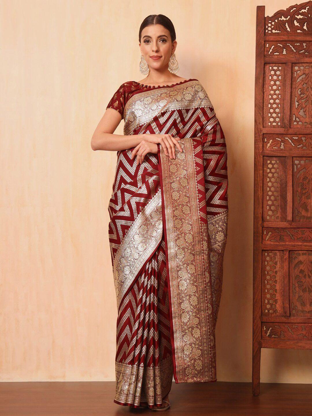 chhabra 555 geometric woven design art silk zari kanjeevaram saree