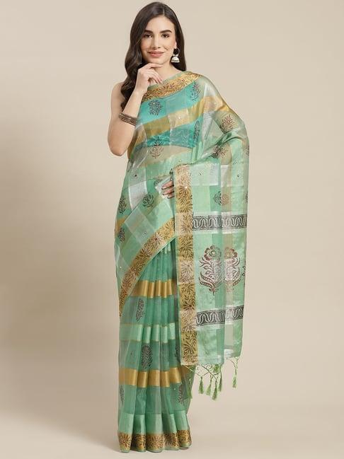 chhabra 555 green embellished saree with blouse