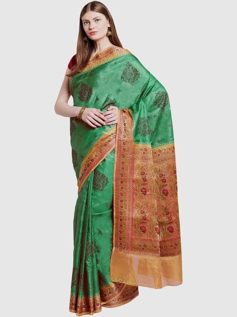 chhabra 555 green embroidered meenakari saree with blouse