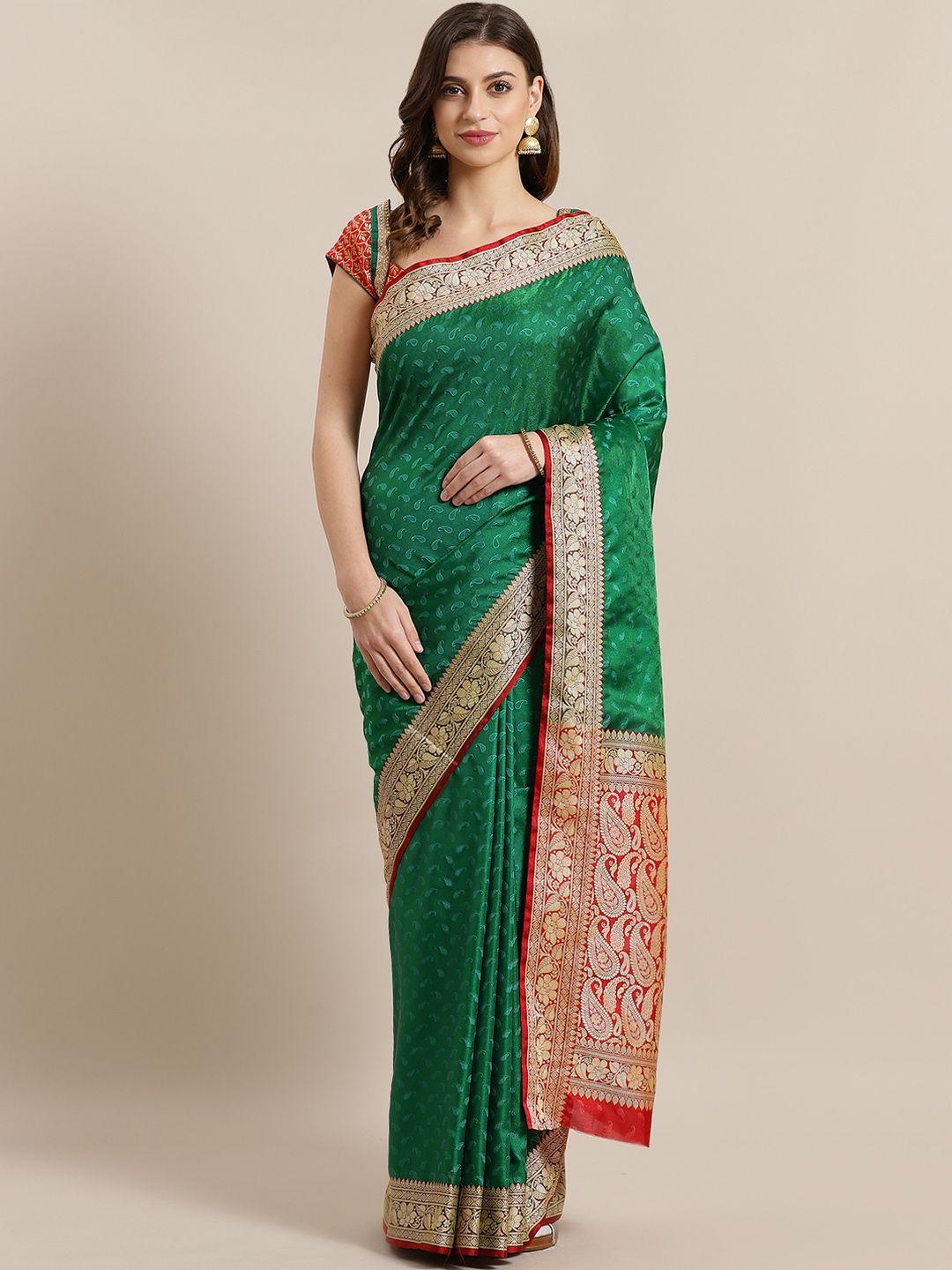 chhabra 555 green woven design jamdani saree