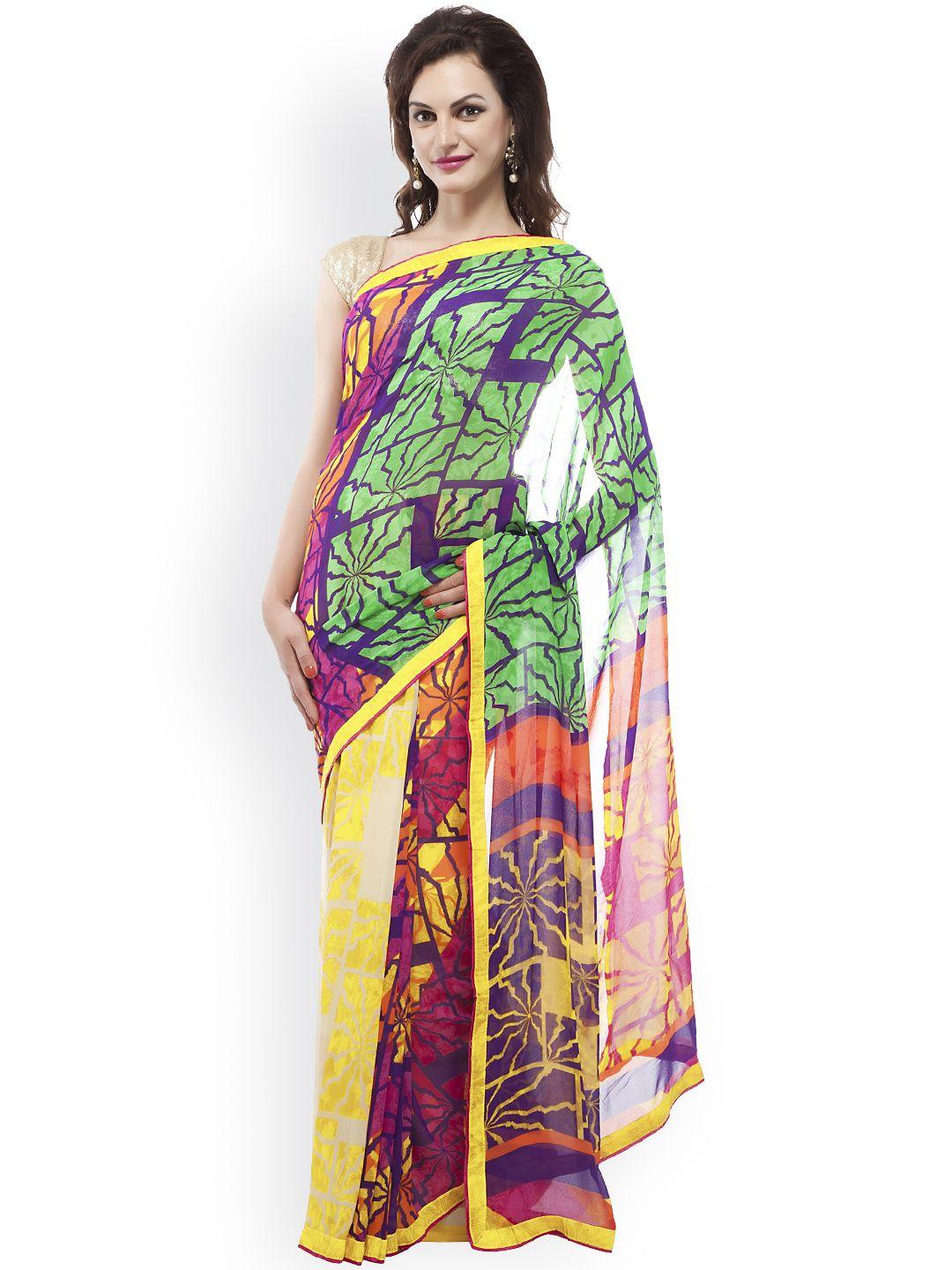 chhabra 555 multicoloured printed saree