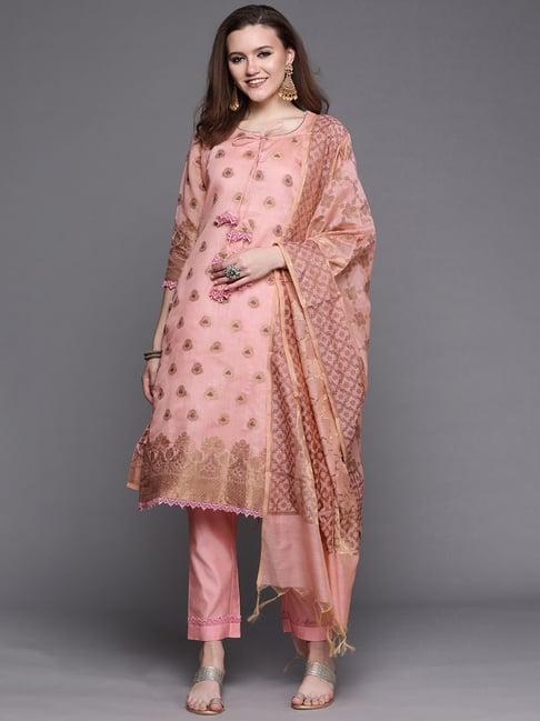 chhabra 555 peach kurta with pant & dupatta