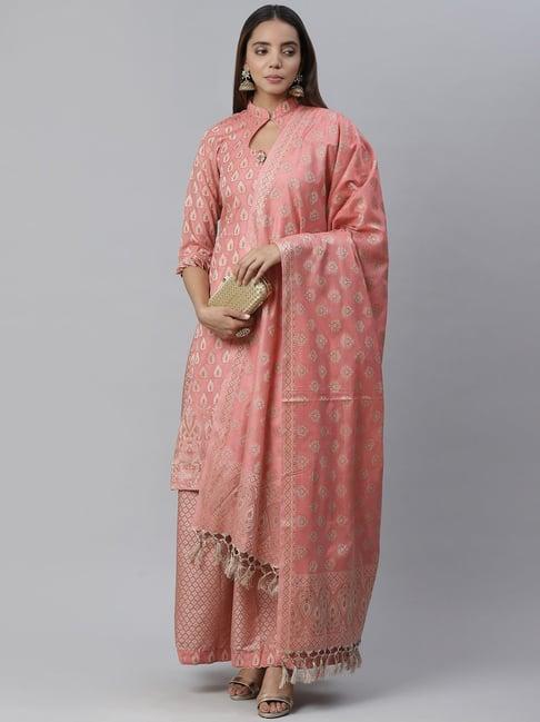 chhabra 555 pink kurta with palazzo & dupatta