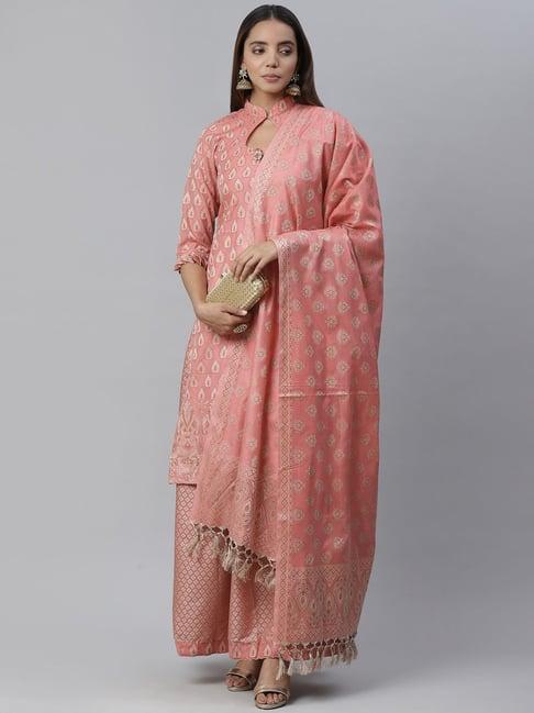 chhabra 555 pink woven pattern unstitched dress material