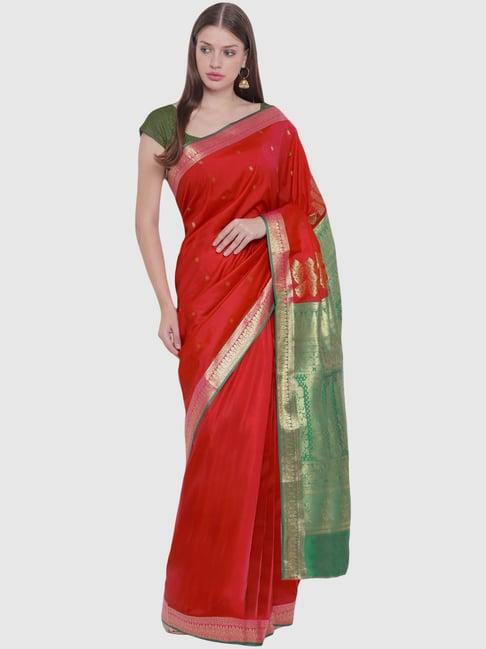 chhabra 555 red saree with unstitched blouse