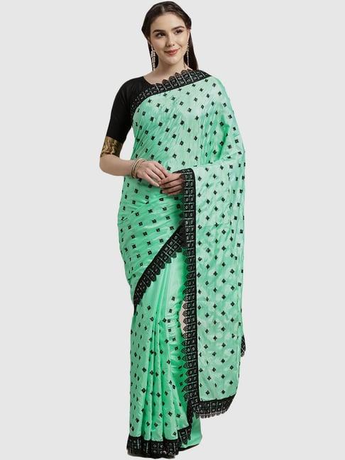 chhabra 555 sea green embroidered saree with blouse