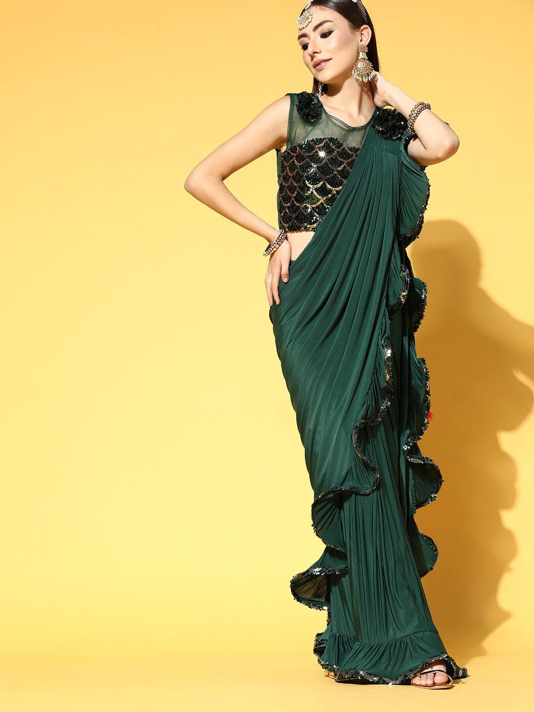 chhabra 555 solid saree with embellished border